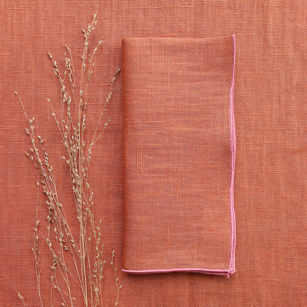 Cognac and Pink Linen Napkin