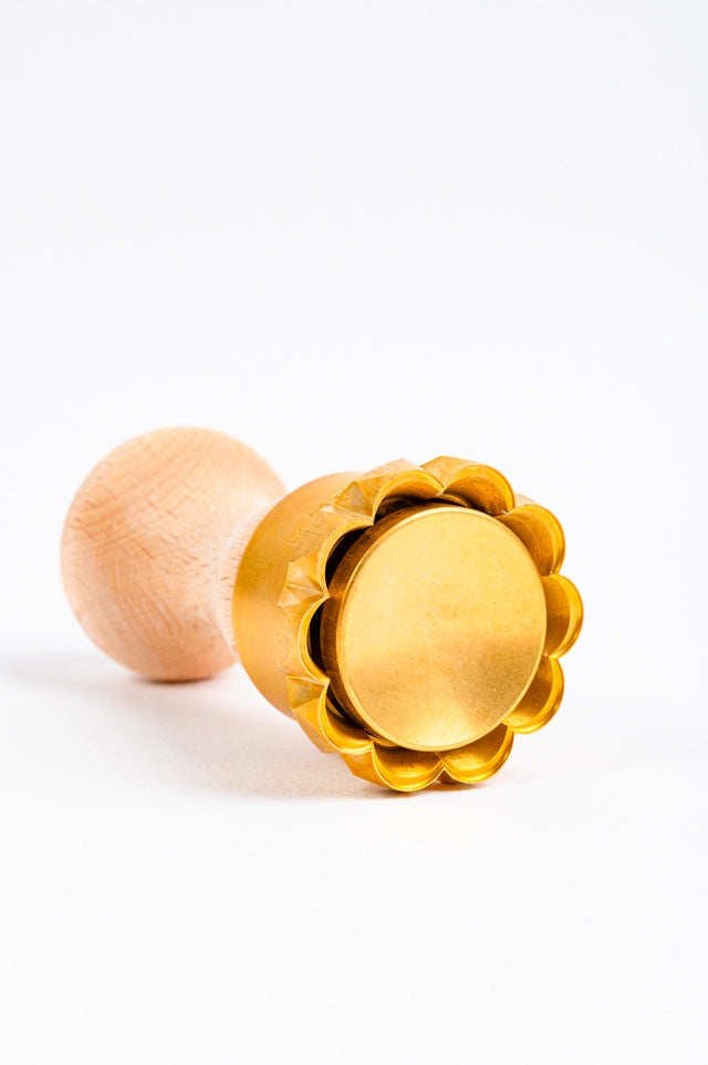 Round Flower Ravioli Stamp in Brass