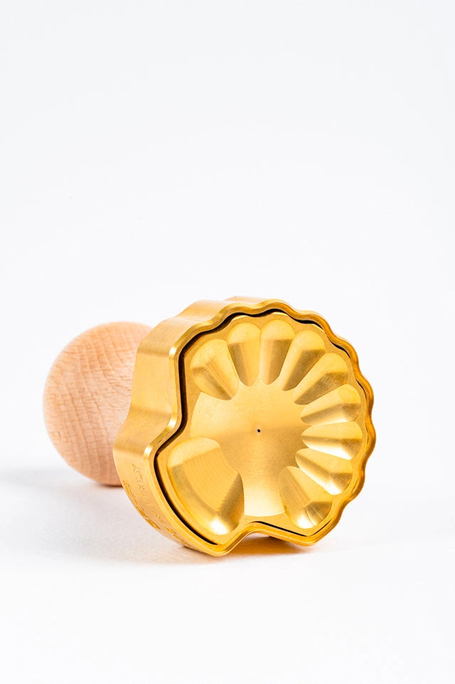 Seashell Ravioli Stamp in Brass