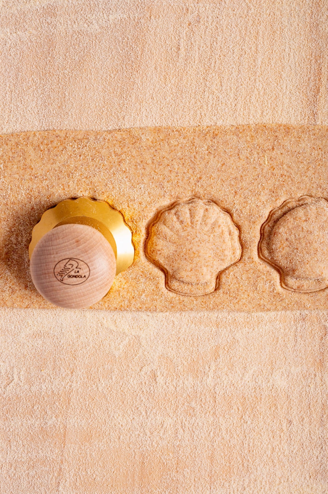 Seashell Ravioli Stamp in Brass