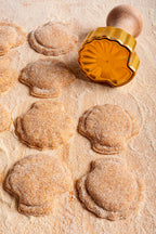 Seashell Ravioli Stamp in Brass